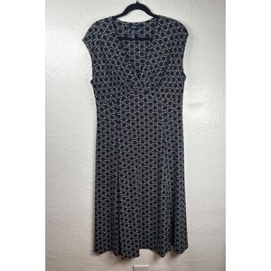 Chaps Dress XL Geometric‎ Knee Length Office Siren Preppy Brunch Wedding Guest